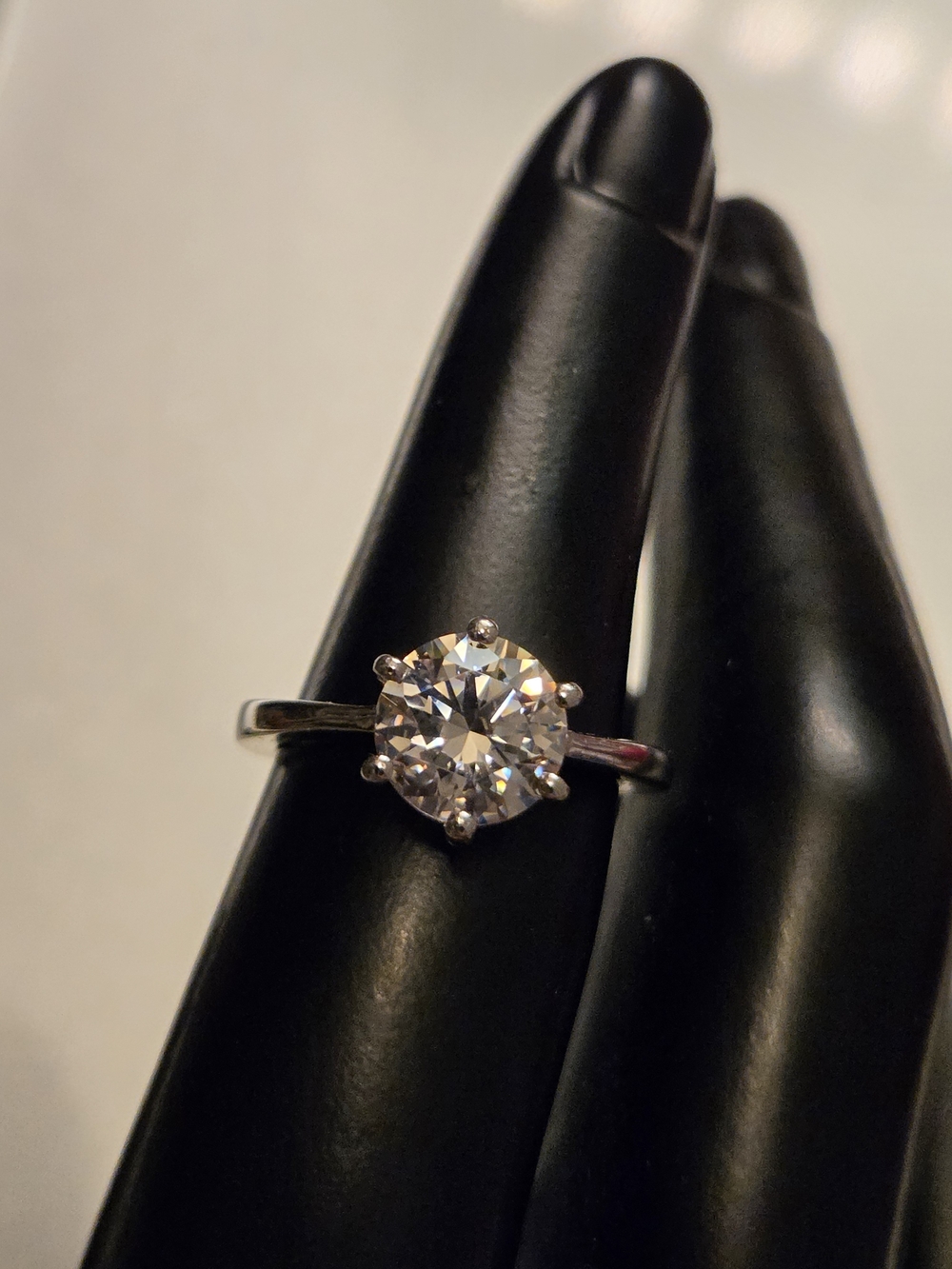 Sterling Silver 925 Rhinestone Solitaire Ring Size 5.25